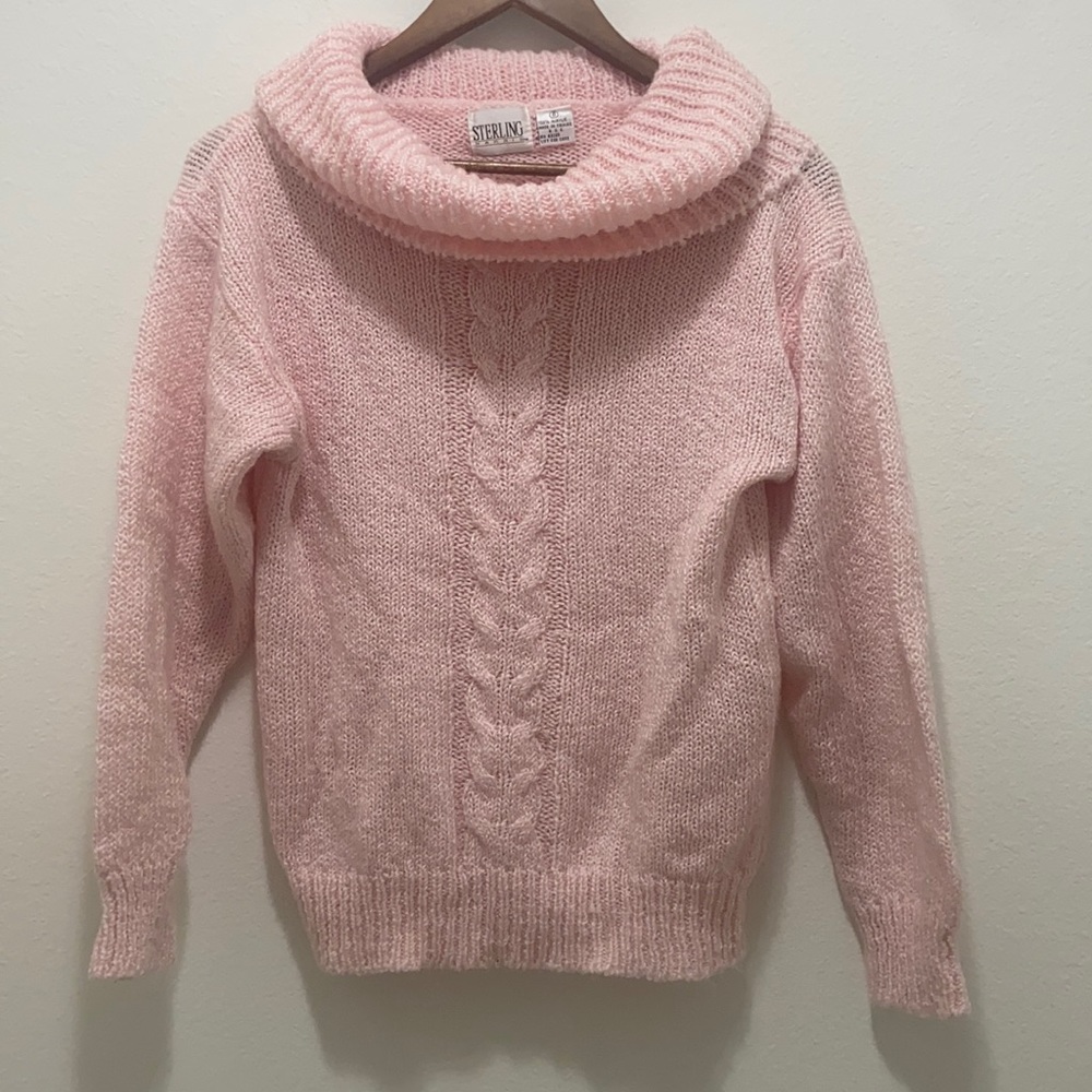 Small pale pink mock turtleneck sweater